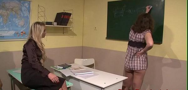  Sub schoolgirl disciplined by lezdom teacher